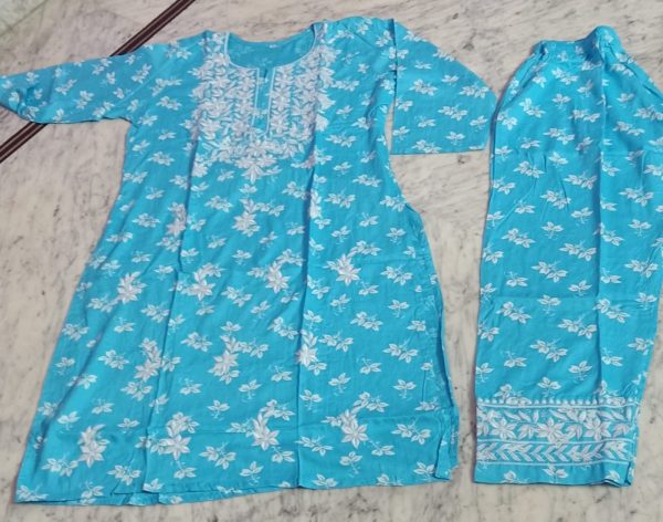 Rayon Embroidered Kurta with Plazo Set