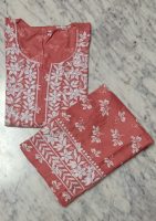 Rayon Embroidered Kurta with Plazo Set