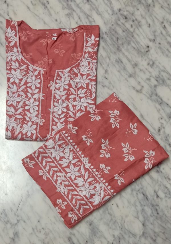 Rayon Embroidered Kurta with Plazo Set