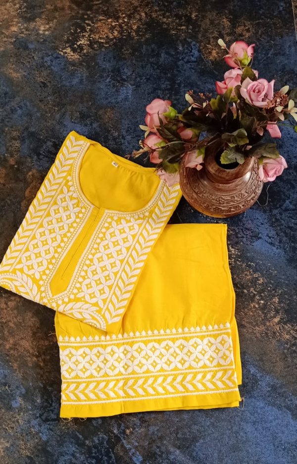 Rayon Embroidered Kurta with Plazo Set