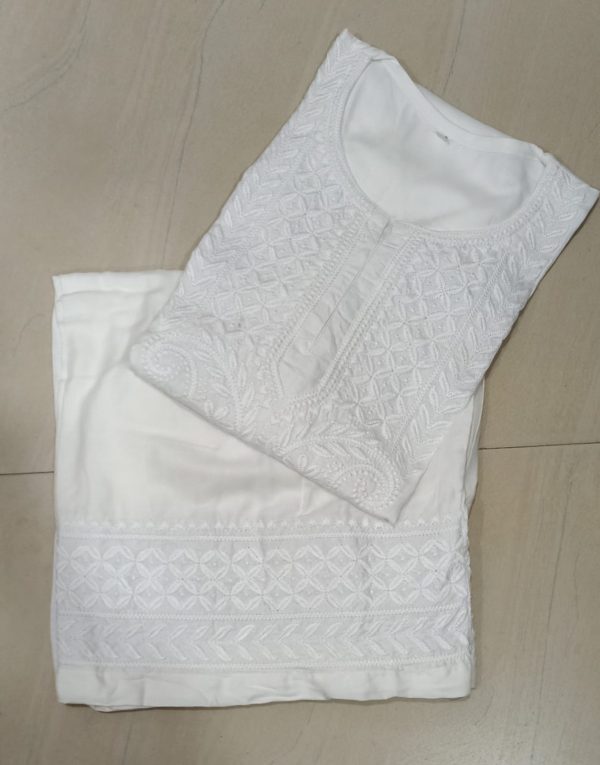 Rayon Embroidered Kurta with Plazo Set